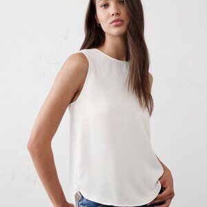 Banana Republic White Silky Sleeveless Top